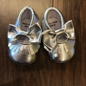 Baby Silver Moccasin Shoes